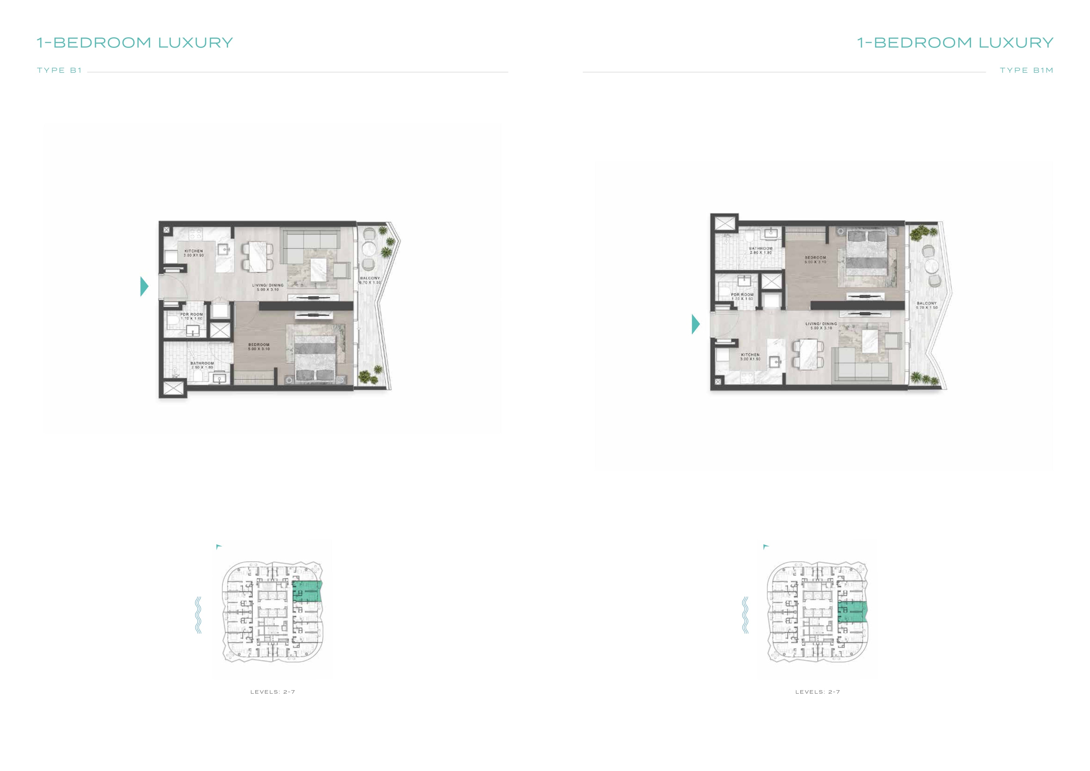 1-BEDROOM LUXURY 1-BEDROOM LUXURY TYPE B1 TYPE B1M