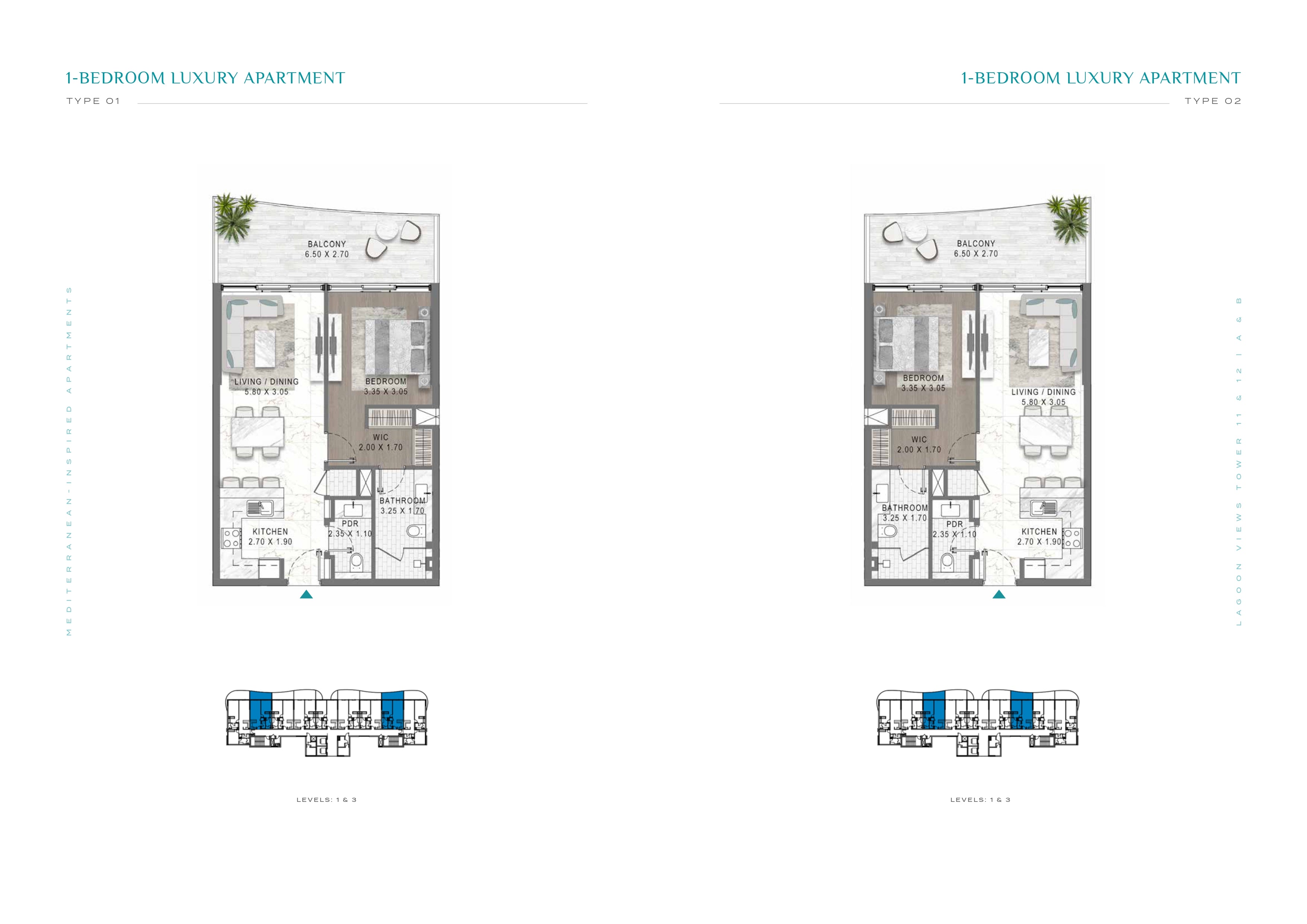 1-BEDROOM LUXURY APARTMENT TYPE 01 02