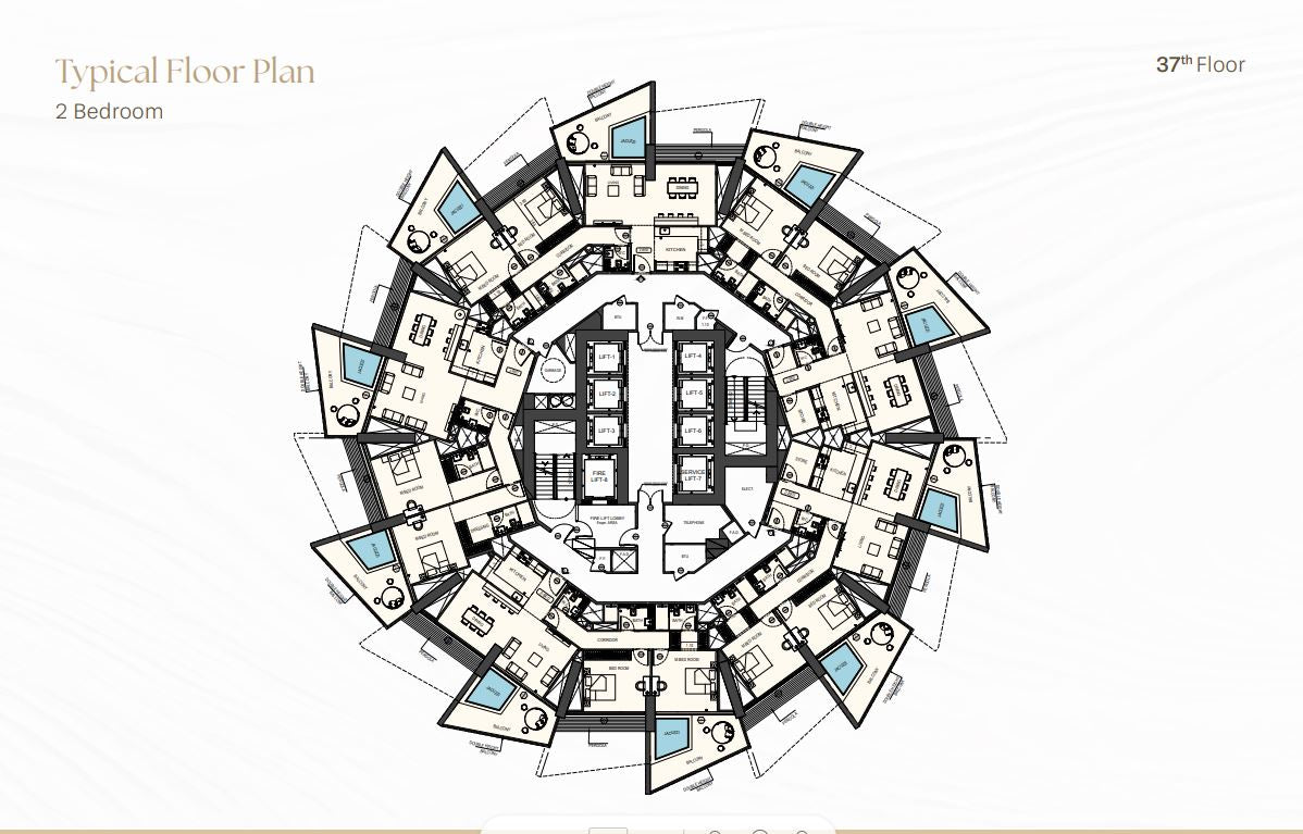 Typical Floor Plan 2 Bedroom 37th Floor