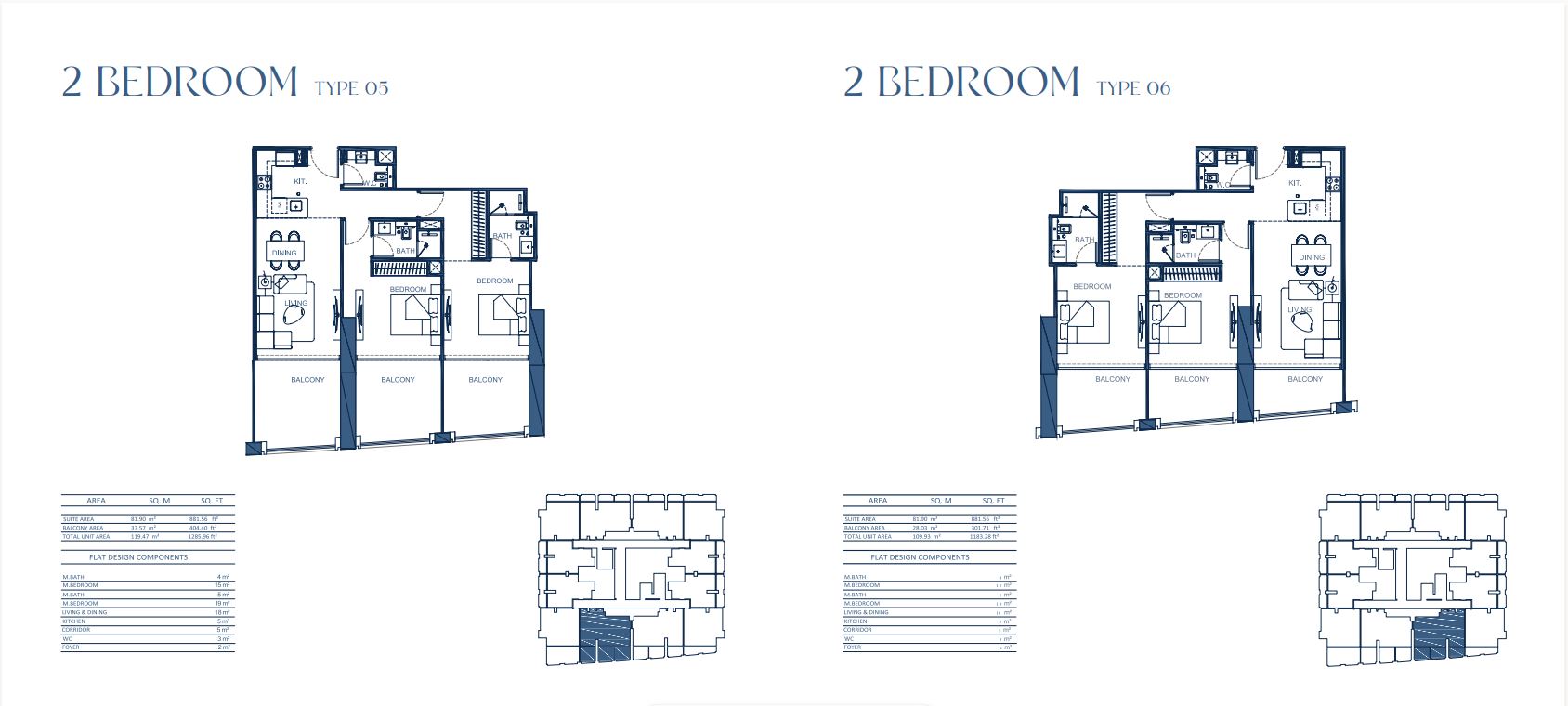 2 BEDROOM TYPE 05 AND 6 FLOOR PLAN
