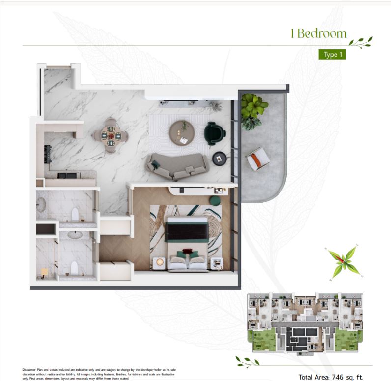 1 Bedroom Type 1 floor plan