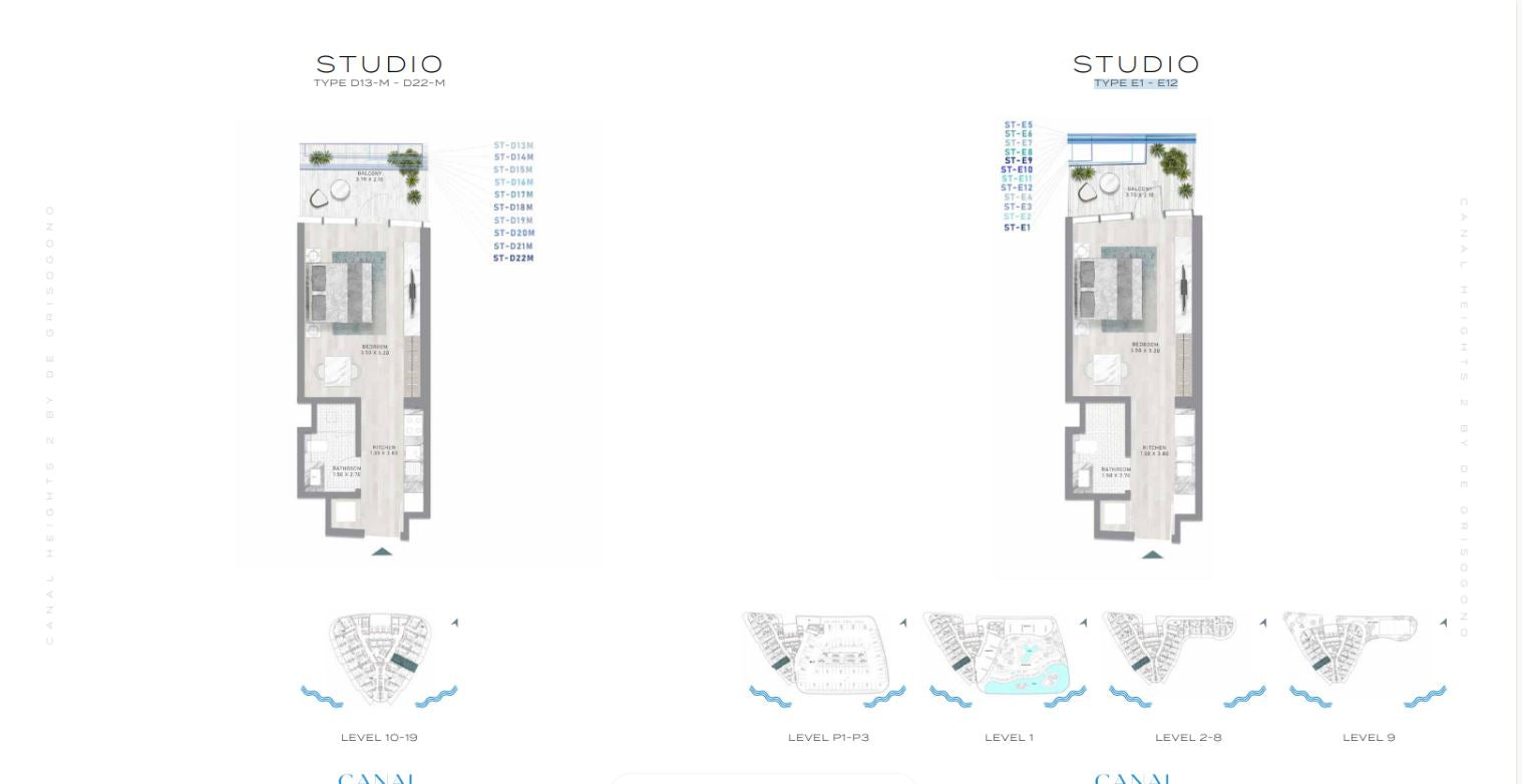 STUDIO TYPE D13-M - D22-M and TYPE E1 - E12 floor plan