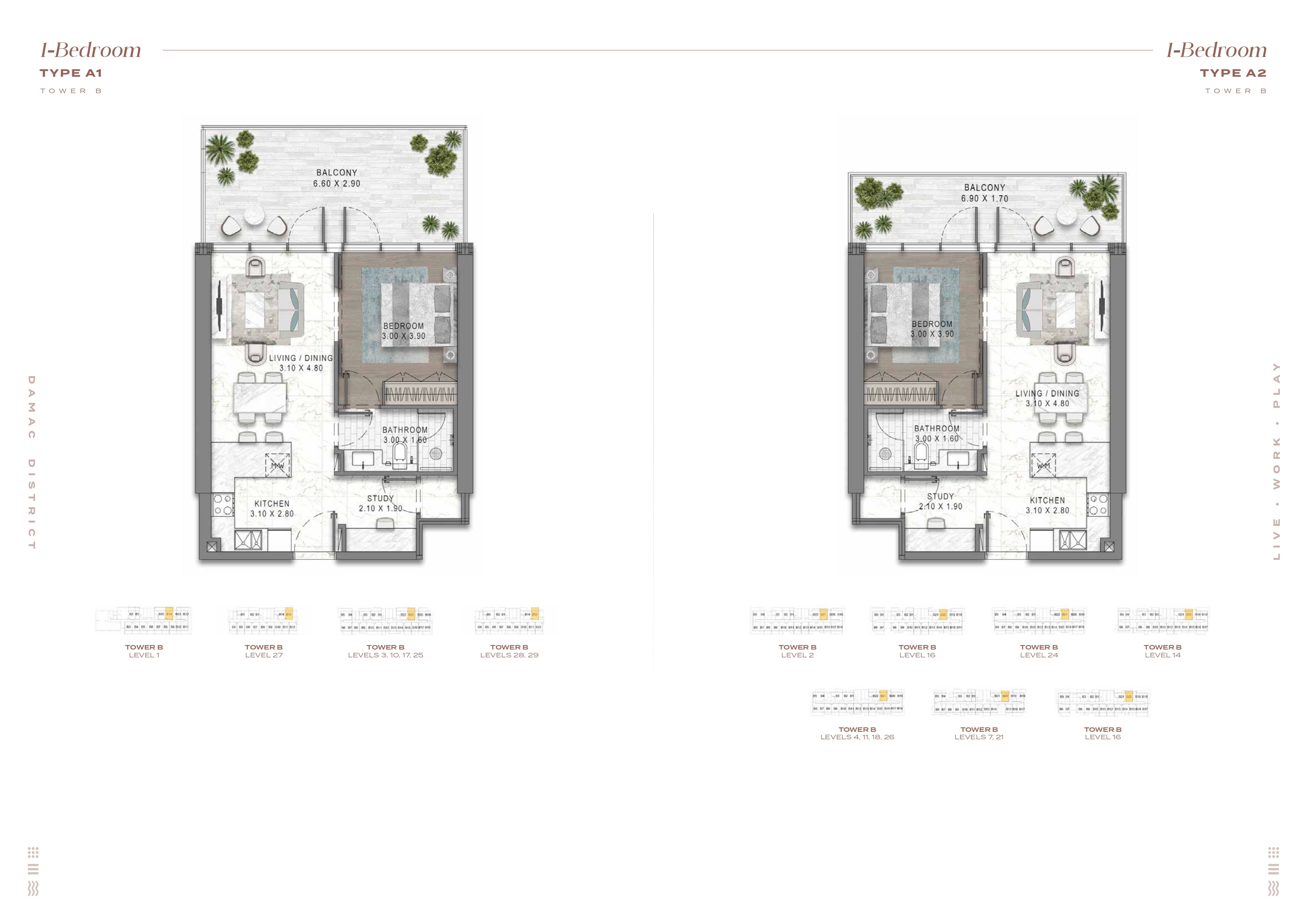 1-Bedroom TYPE A1 - A2