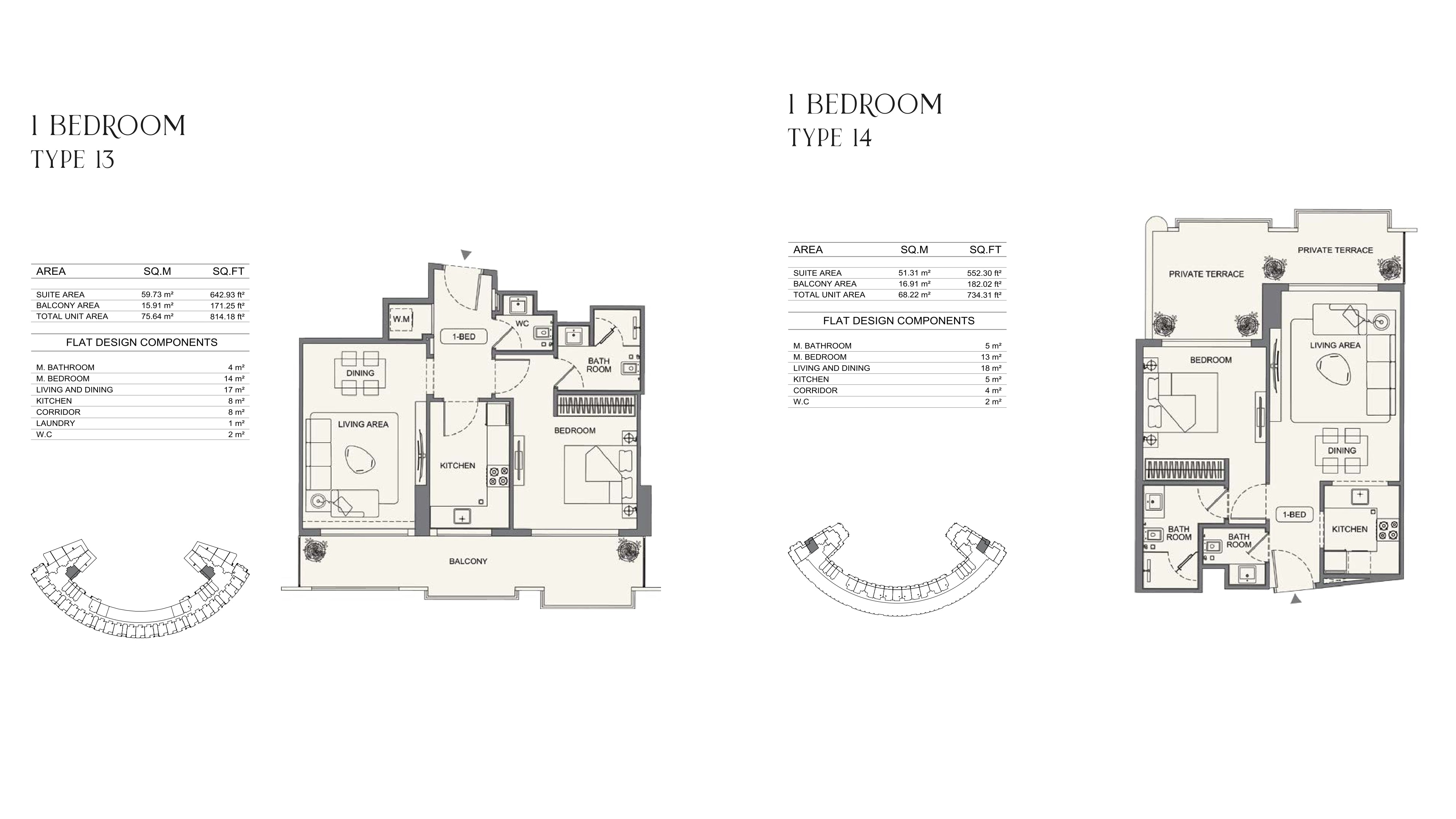 1 Bedroom Type 13-14