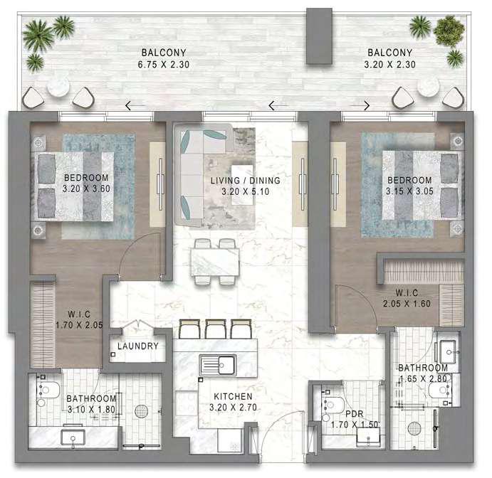 CHELSEA RESIDENCES 2: 3 BEDROOM Floor Plan