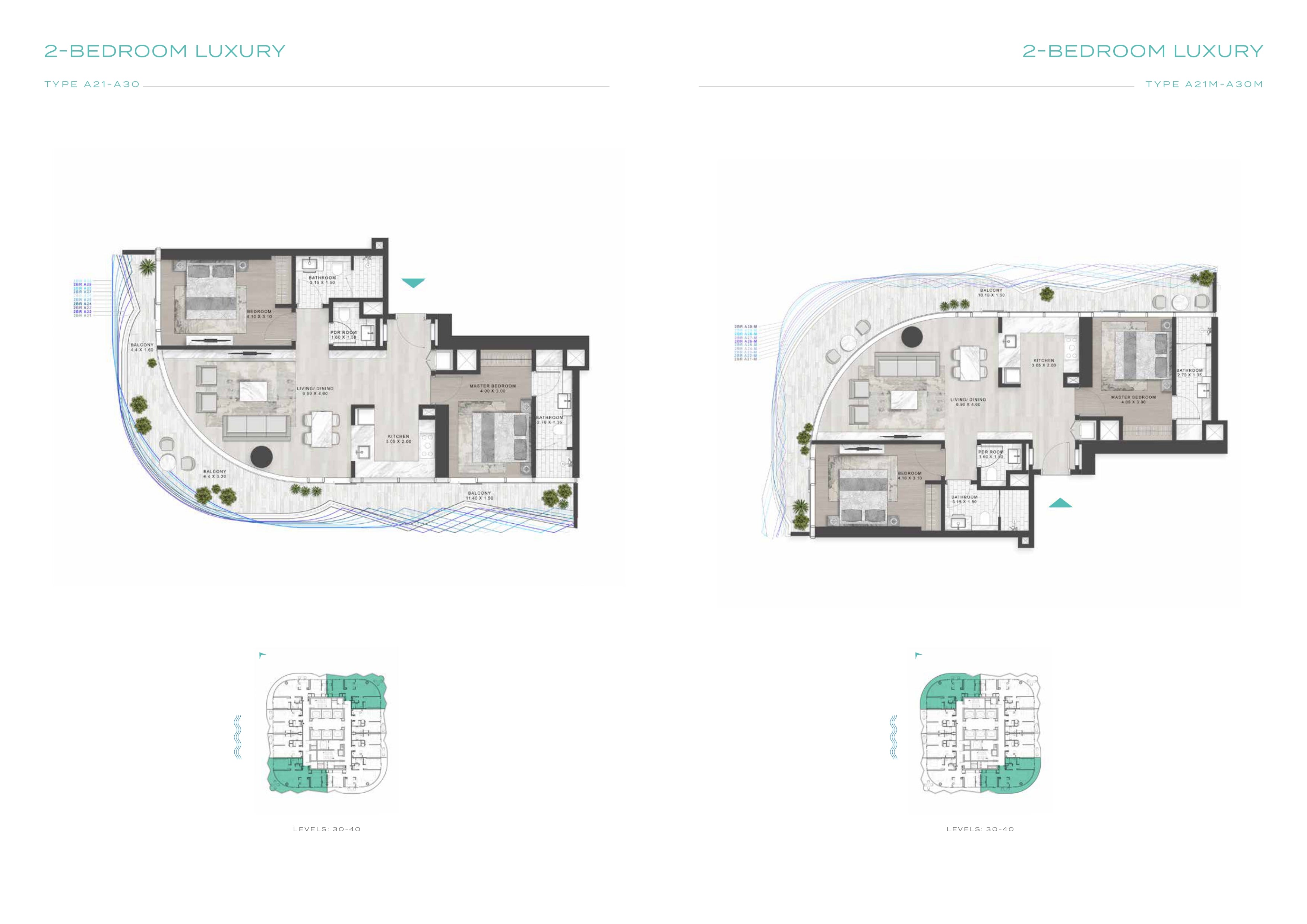2-BEDROOM LUXURY  2-BEDROOM LUXURY  TYPE A11-A20  TYPE A11M-A20M