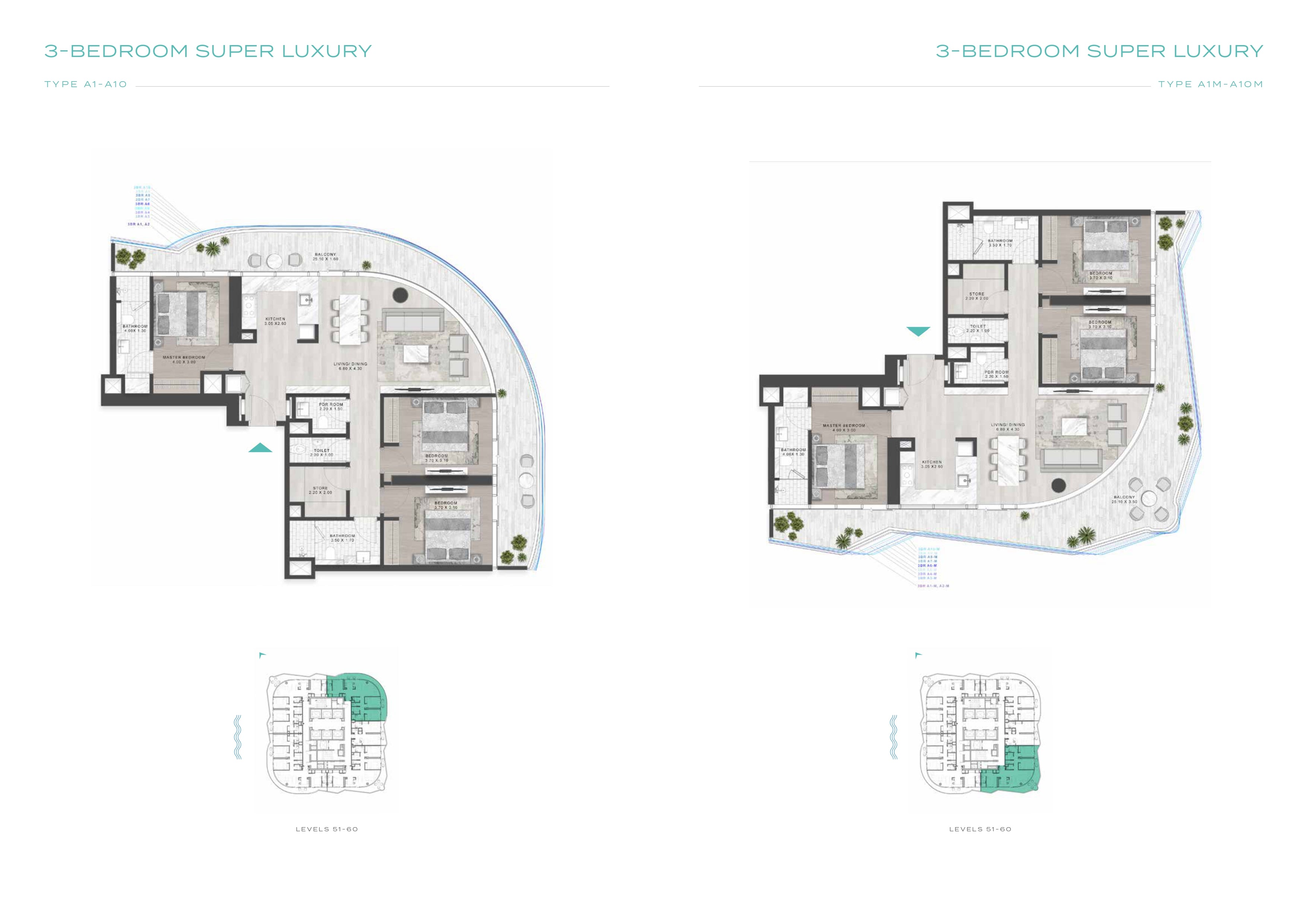 3-BEDROOM SUPER LUXURY  3-BEDROOM SUPER LUXURY  TYPE A1-A10  TYPE A1M-A10M