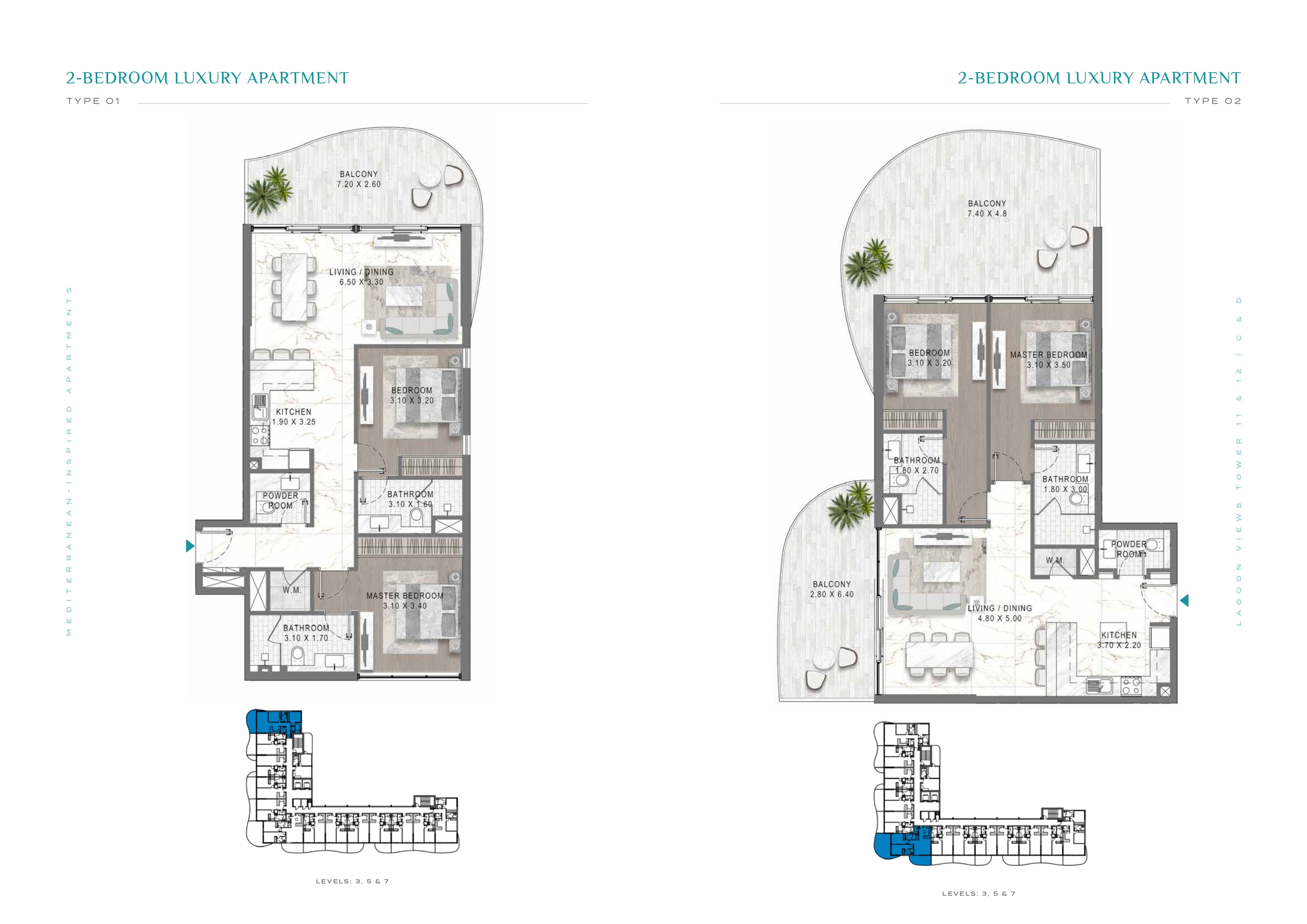   TOWER 11C, 11D, 12C & 12D 2-BEDROOM LUXURY APARTMENT  TYPE 01 02