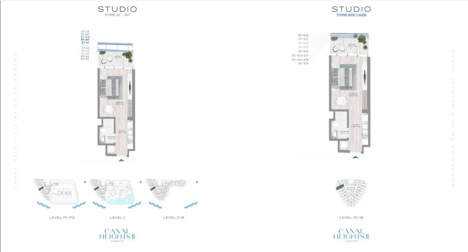 STUDIO TYPE A1 - A11 and TYPE A13 - A22