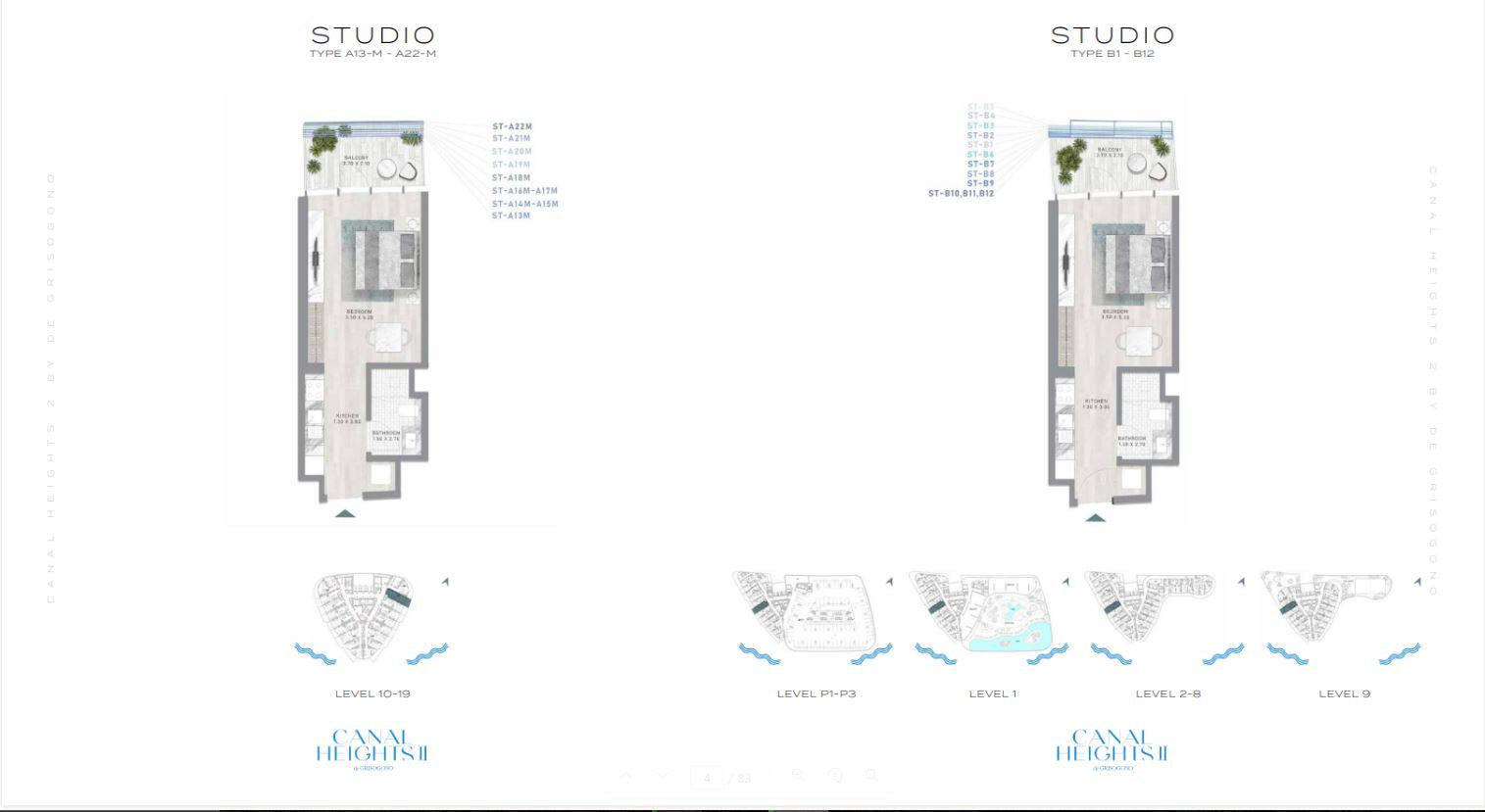 STUDIO TYPE A13-M - A22-M and TYPE B1 - B12