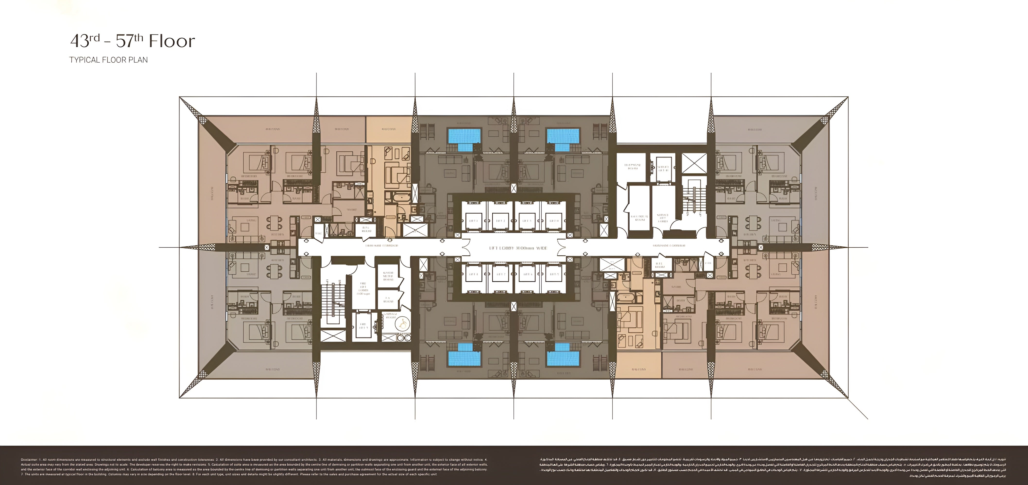 43rd - 57th Floor TYPICAL FLOOR PLAN