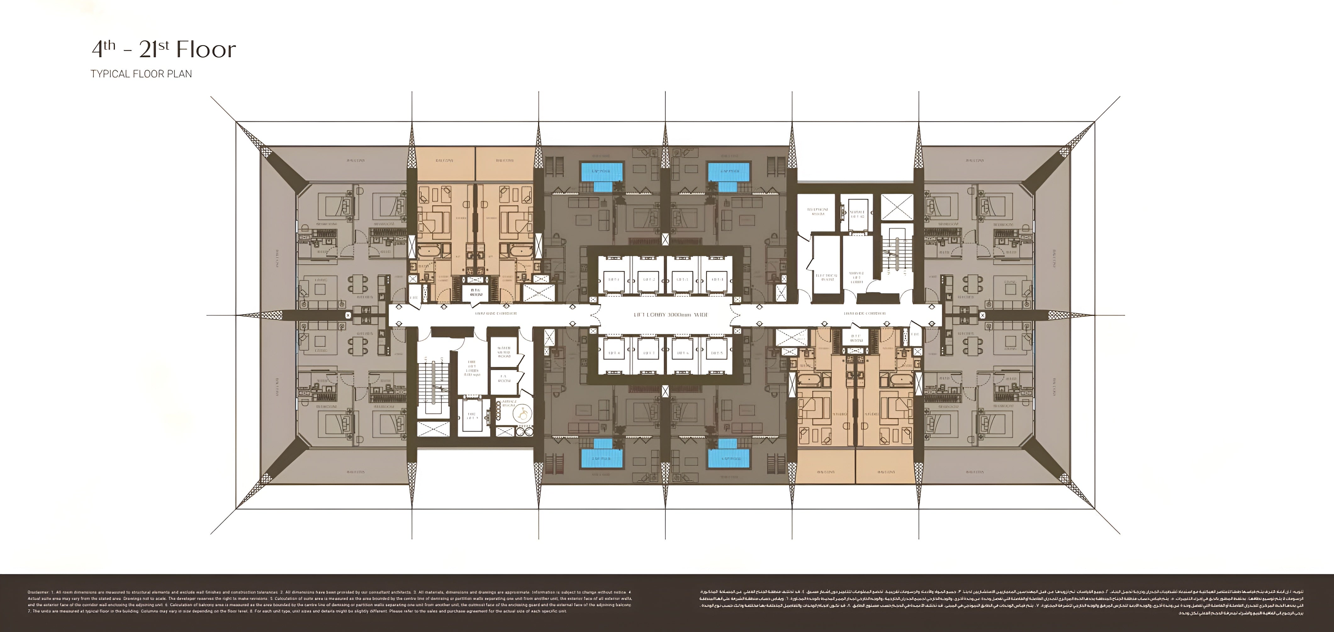 4th - 21st Floor TYPICAL FLOOR PLAN