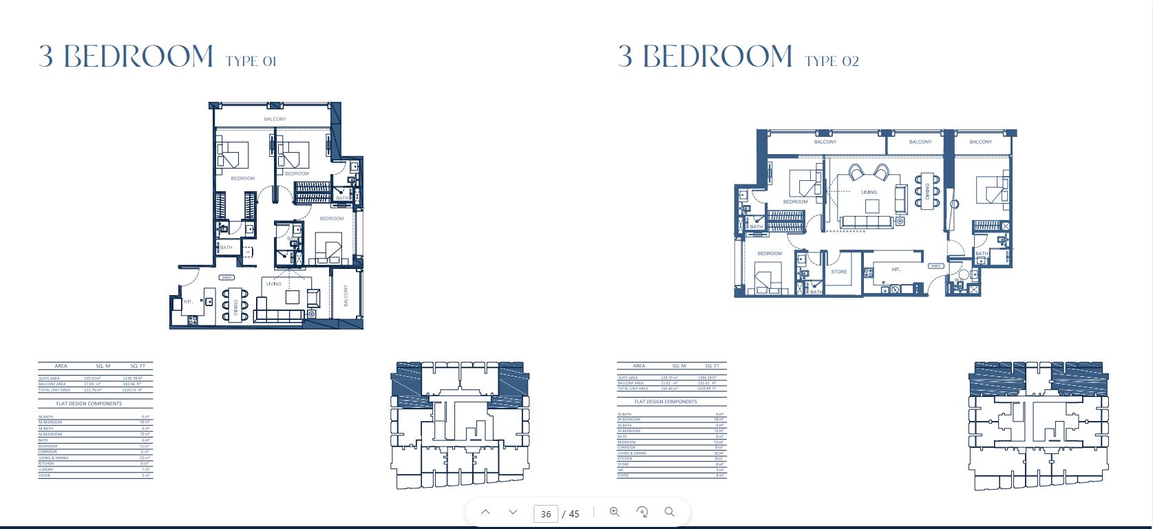 3 BEDROOM TYPE 01 AND 2 FLOOR PLAN
