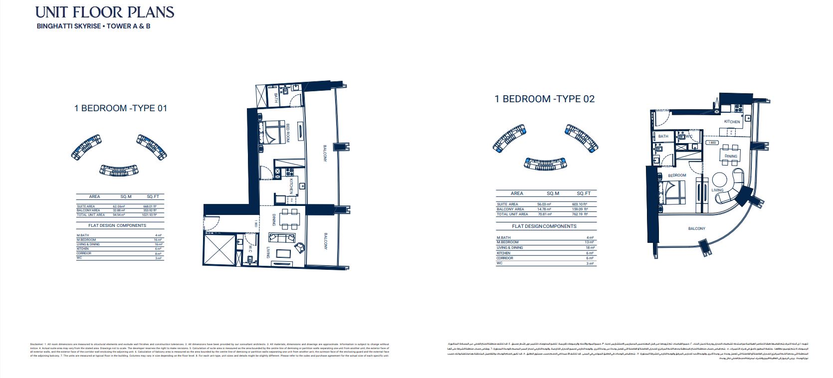 UNIT FLOOR PLANS BINGHATTI SKYRISE • TOWER A & B 1 BEDROOM -TYPE 1 -2