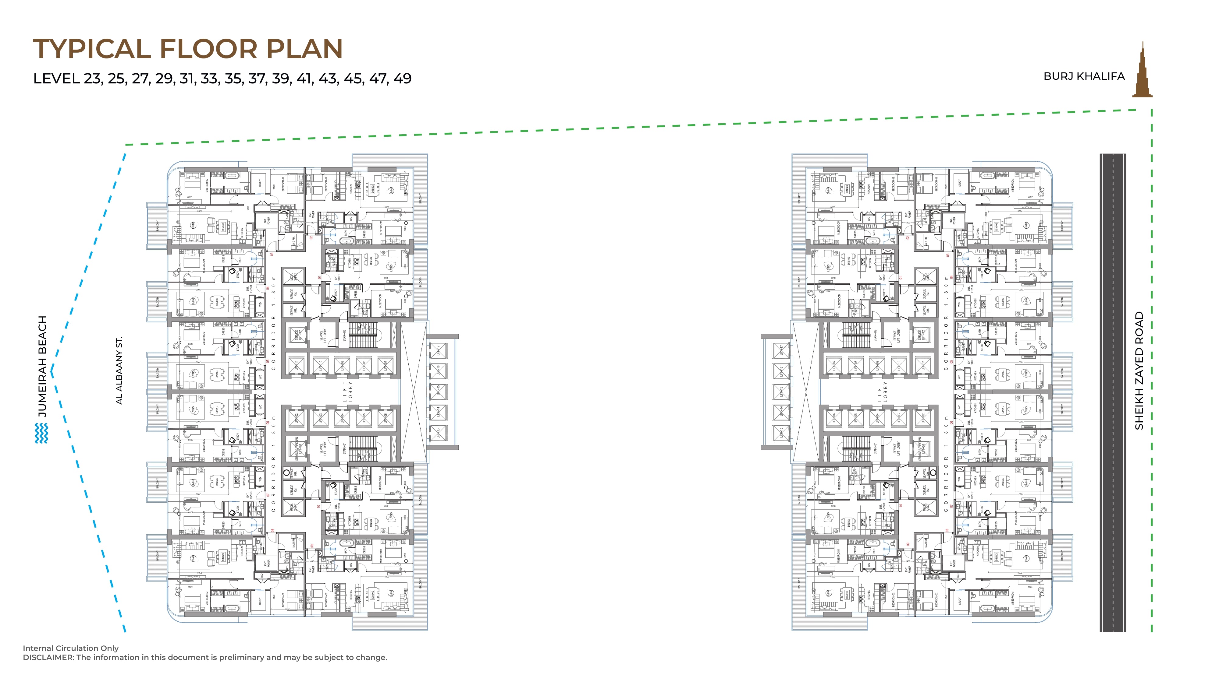 Typical Floor Plan Level 23,25,27,29,31,33,35,37,39,41,43,45,47,49
