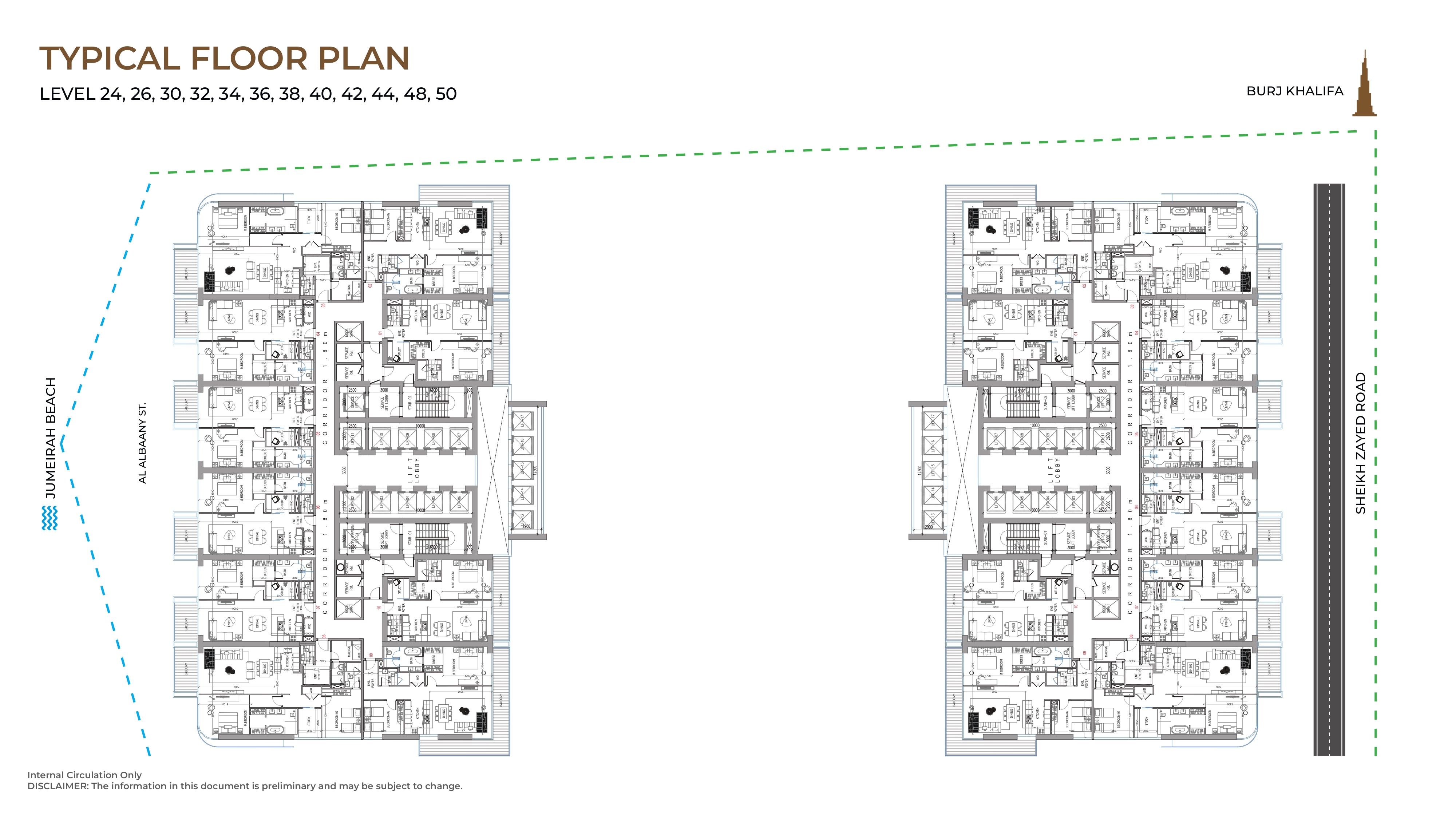 Typical Floor Plan Level 24,26,30,32,34,36,38,40,42,44,48,50