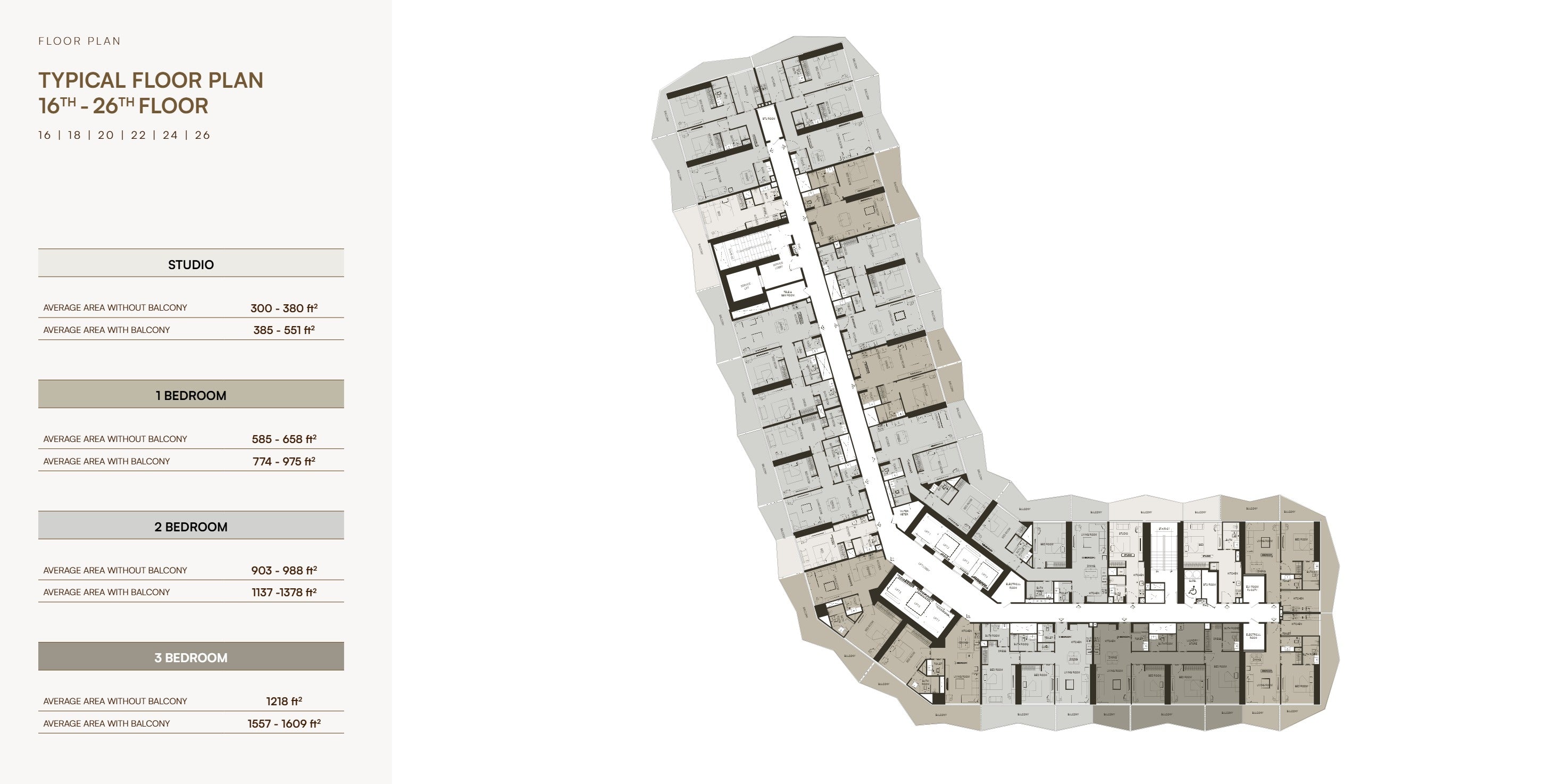  TYPICAL FLOOR PLAN  16TH - 26TH FLOOR