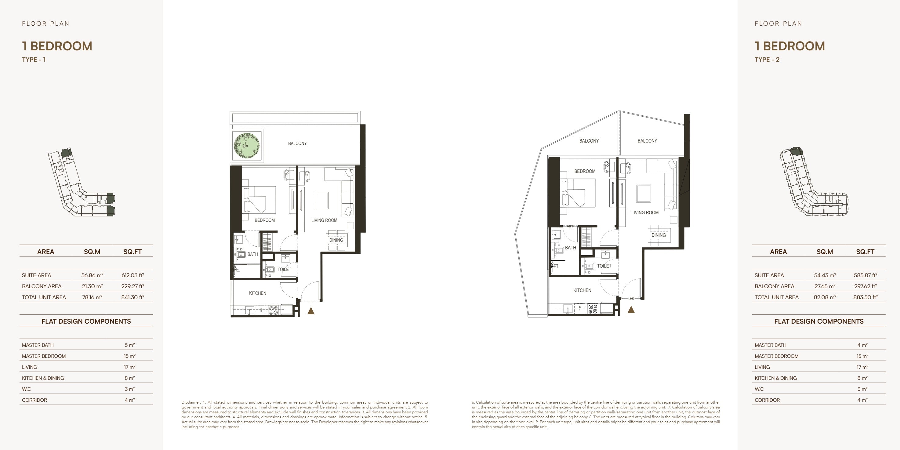  1 BEDROOM  TYPE - 1