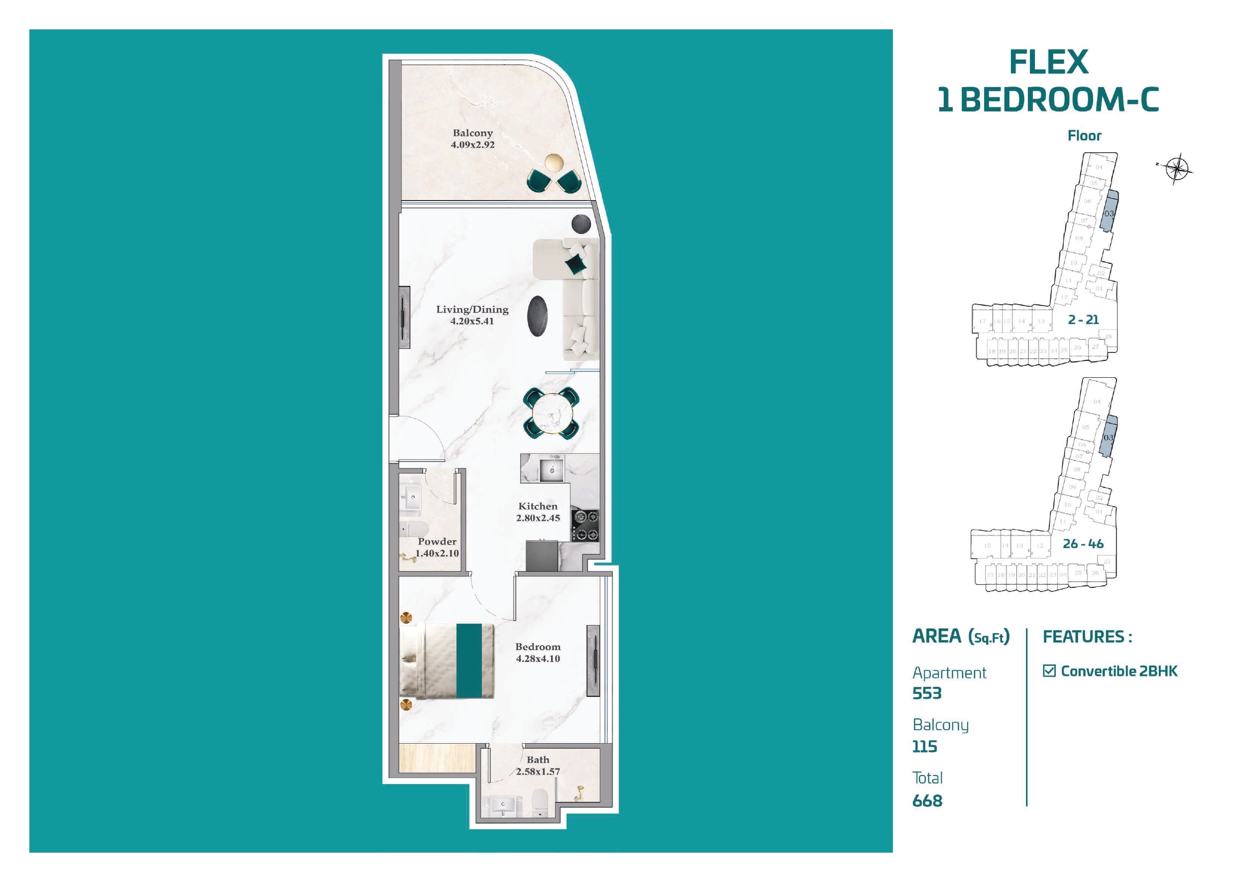 Flex 1 Bedroom-C