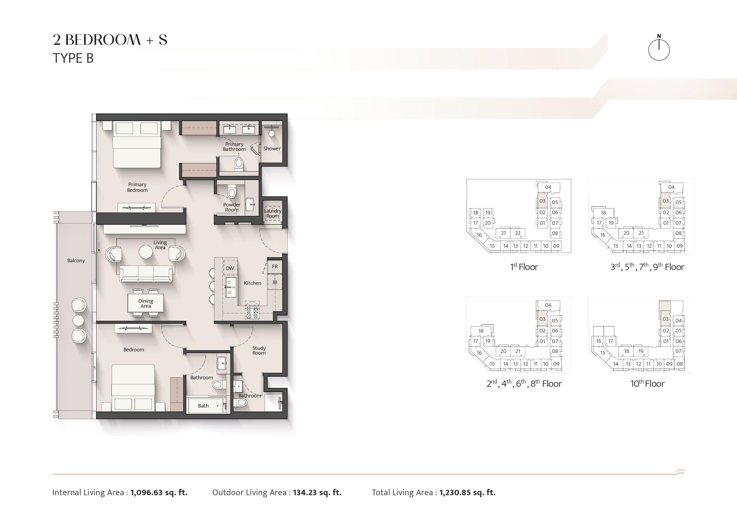 2 Bedroom + S Type B