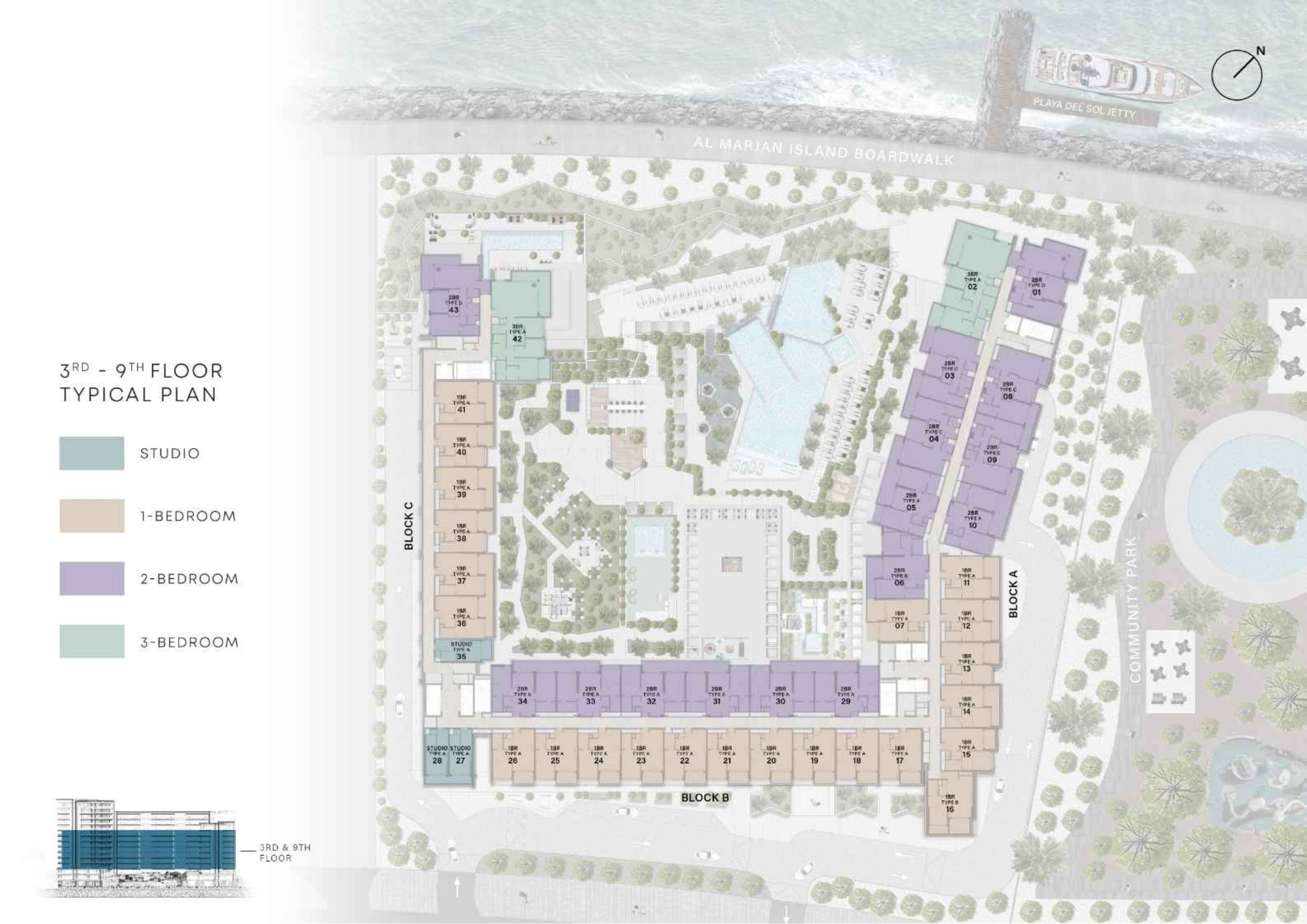 3RD 9TH FLOOR PLAN
