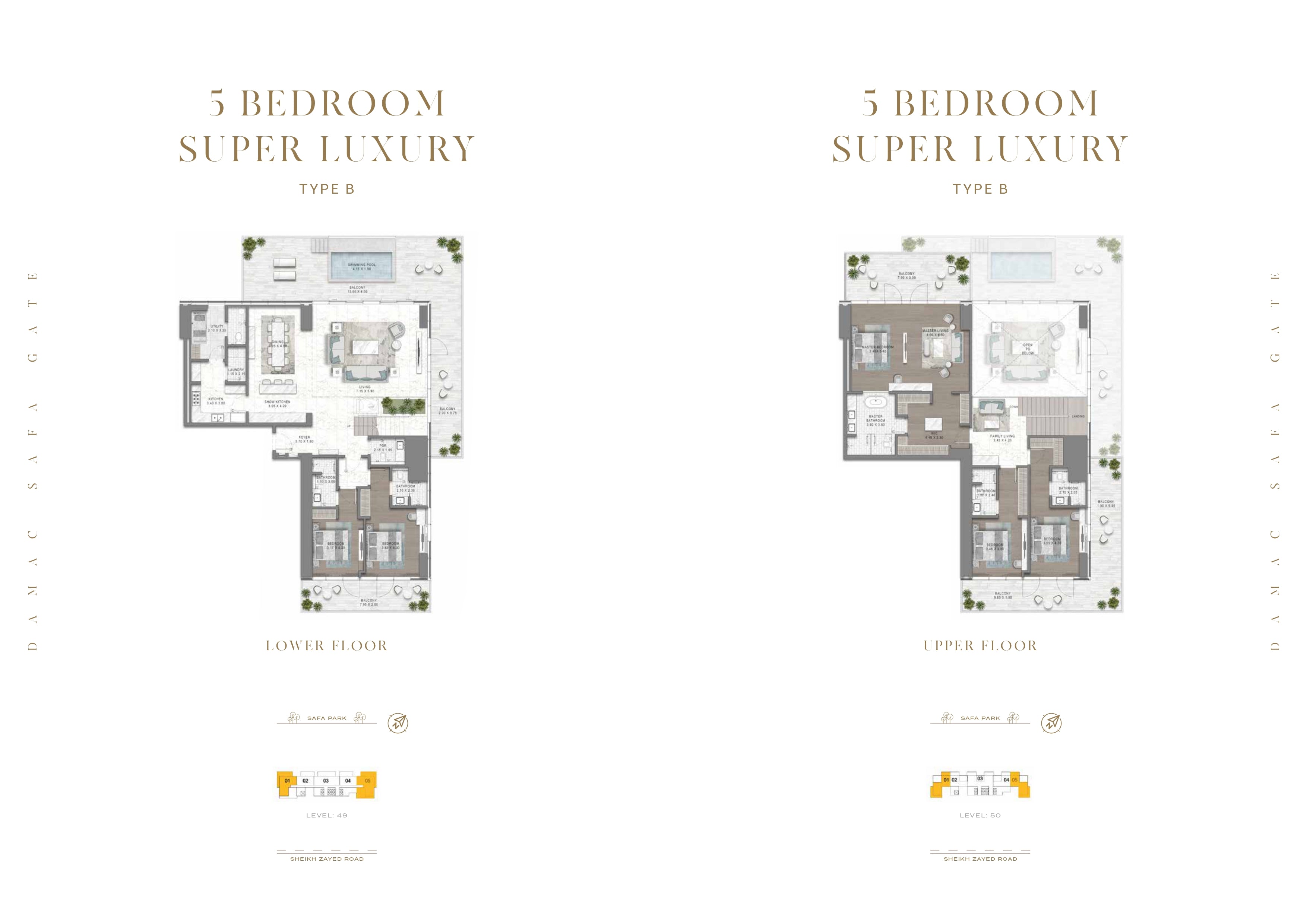 5 BEDROOM  SUPER LUXURY TYPE B  LOWER FLOOR  UPPER FLOOR