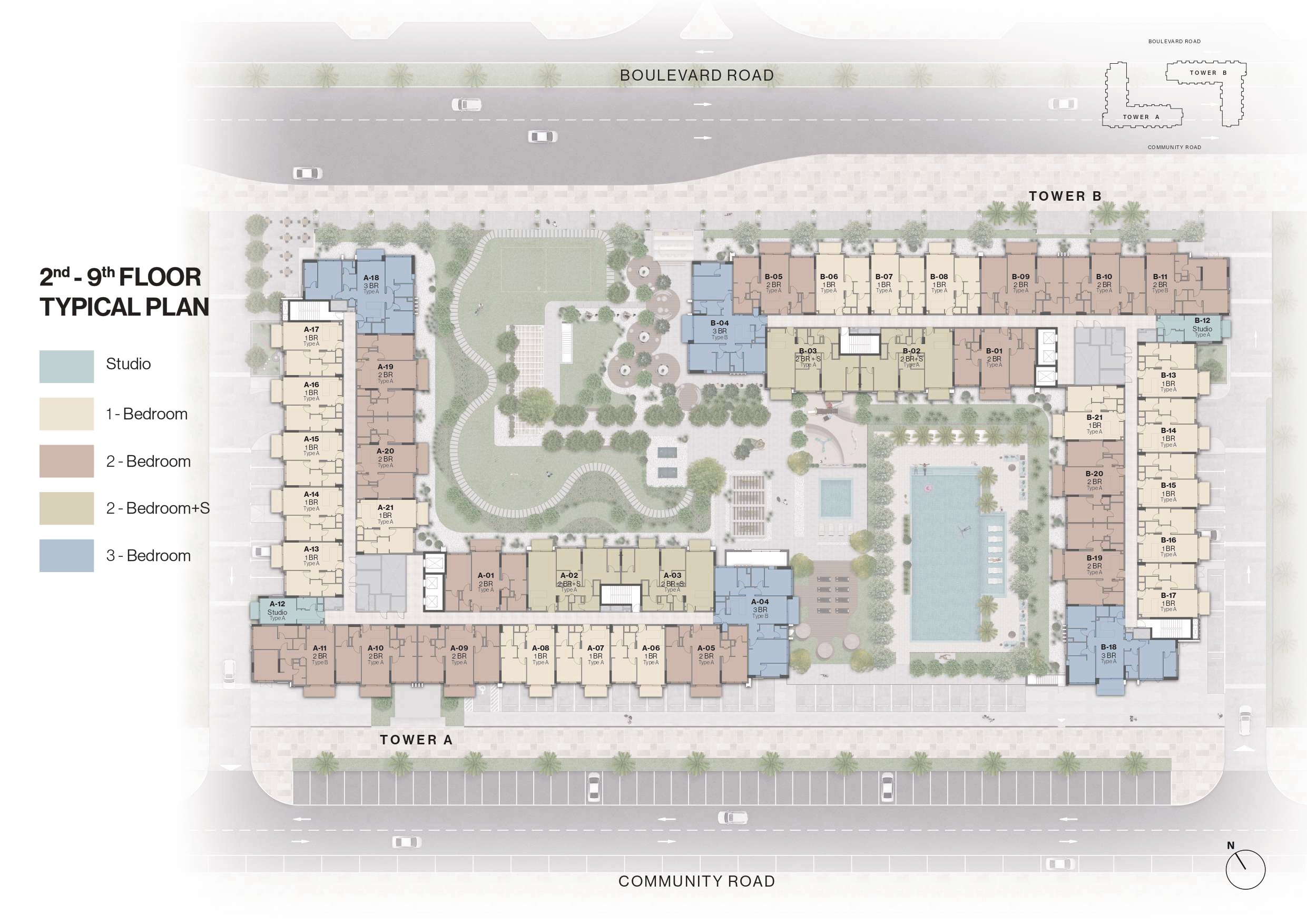 2nd - 9th FLOOR  TYPICAL PLAN