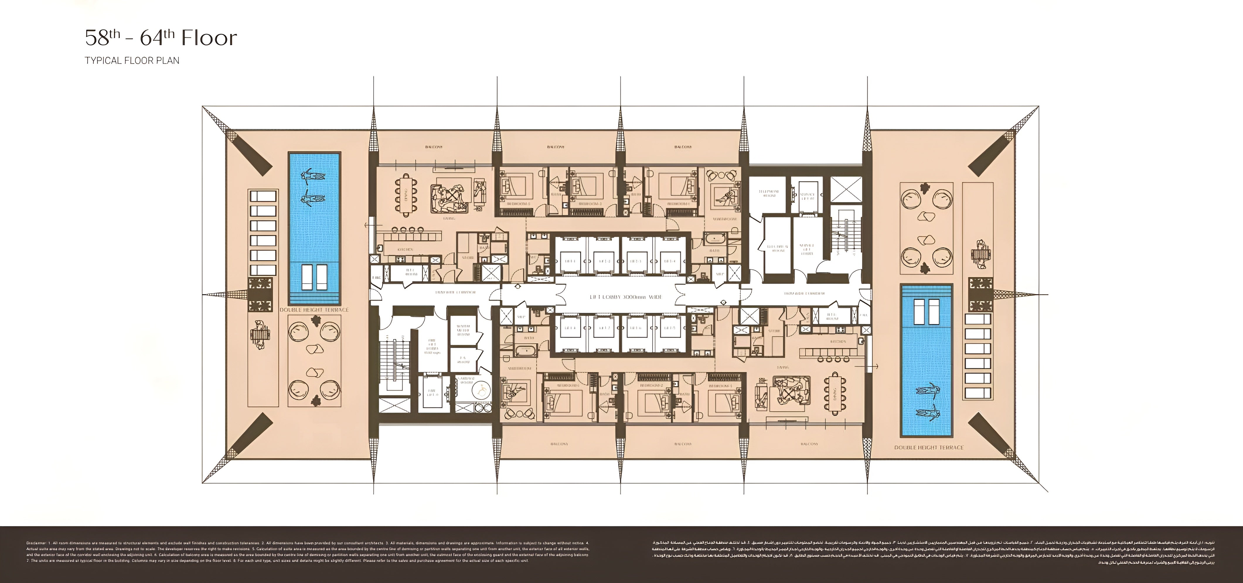58th - 64th Floor TYPICAL FLOOR PLAN