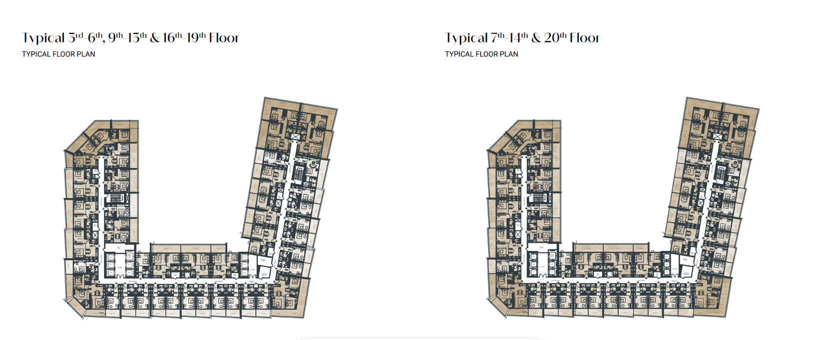 l 3rd-6th, 9th-13th & 16th-19th 7th-14th & 20th Floor