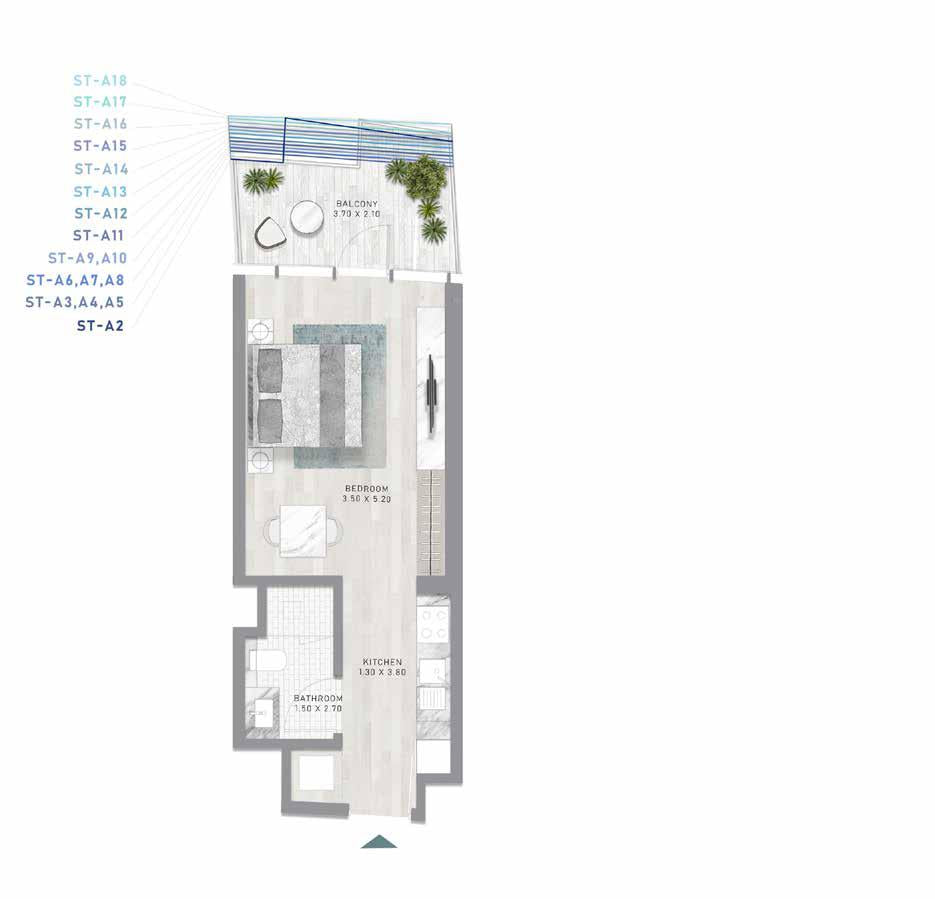 Balcony - Bedroom - Kitchen - Bathroom