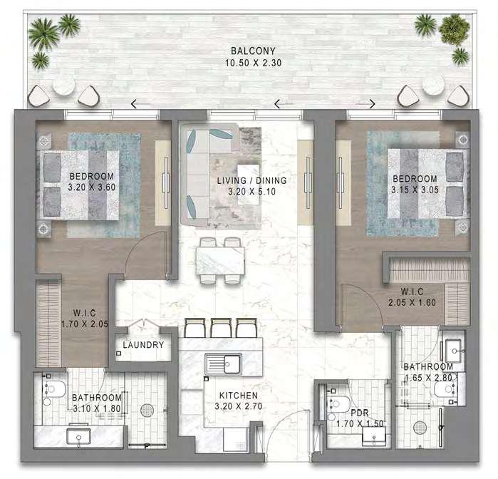 CHELSEA RESIDENCES 1: 1 Bedroom Floor Plan