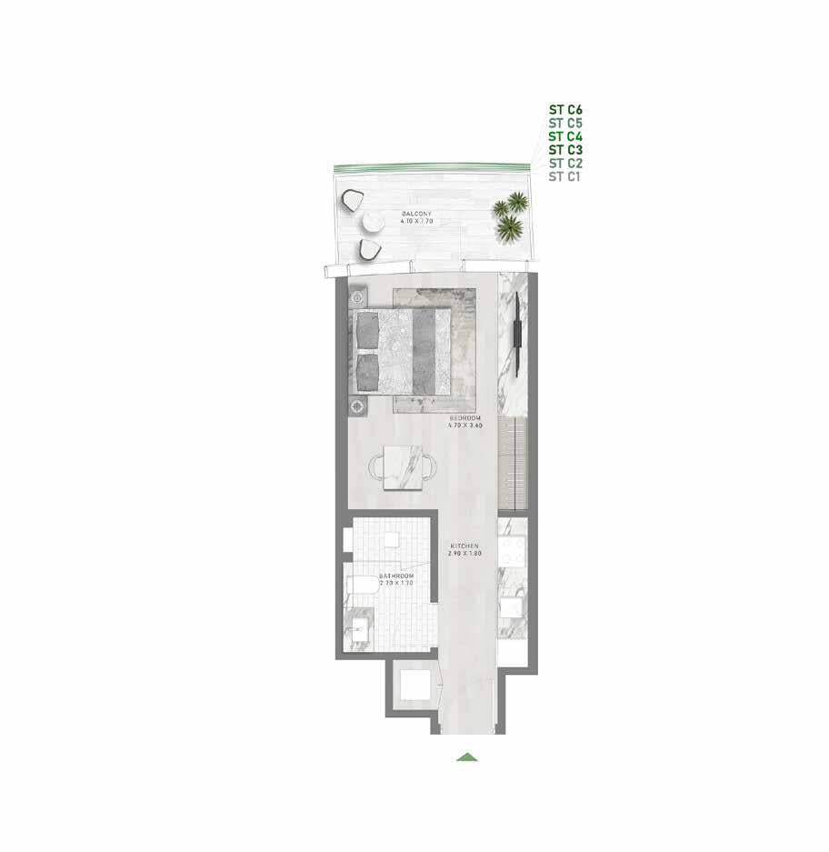STUDIO TYPE C1-C6 and  TYPE C1-C6-M floor plan
