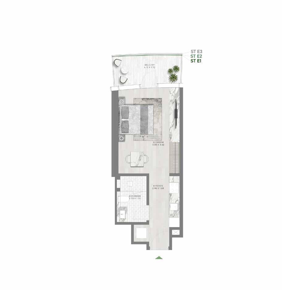 STUDIO TYPE E1-E3 and TYPE E1-E3-M floor plan