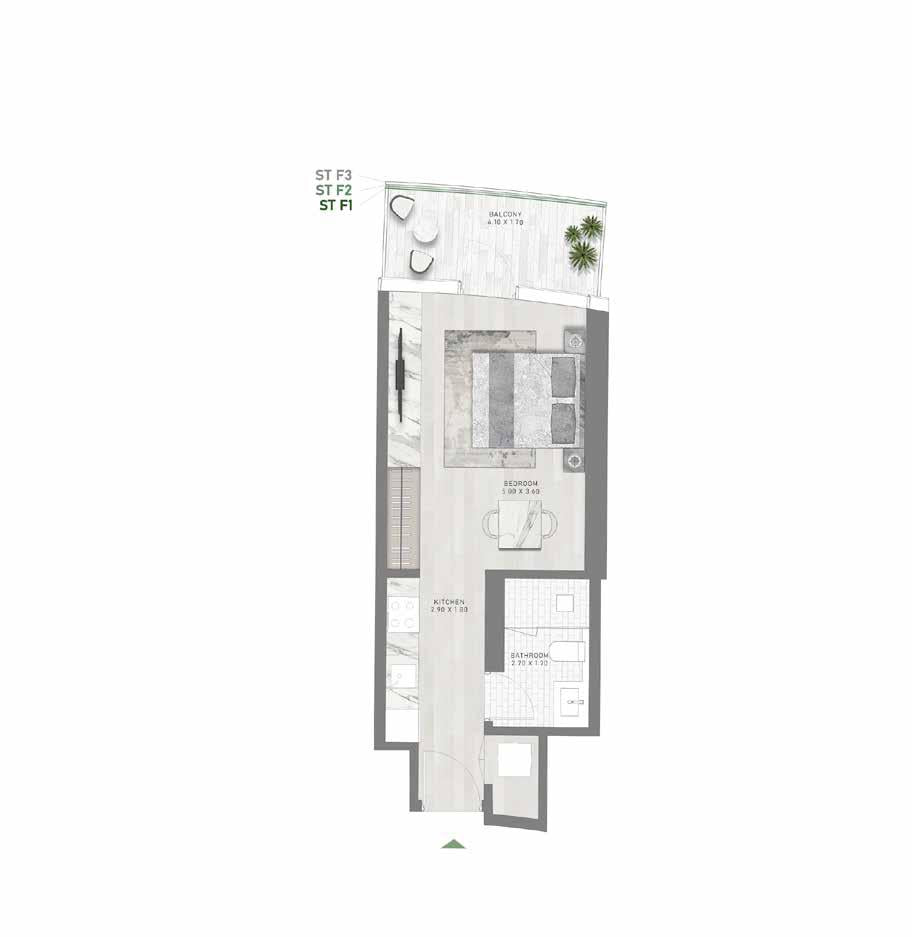 STUDIO TYPE F1-F3 and TYPE F1-F3-M floor plan